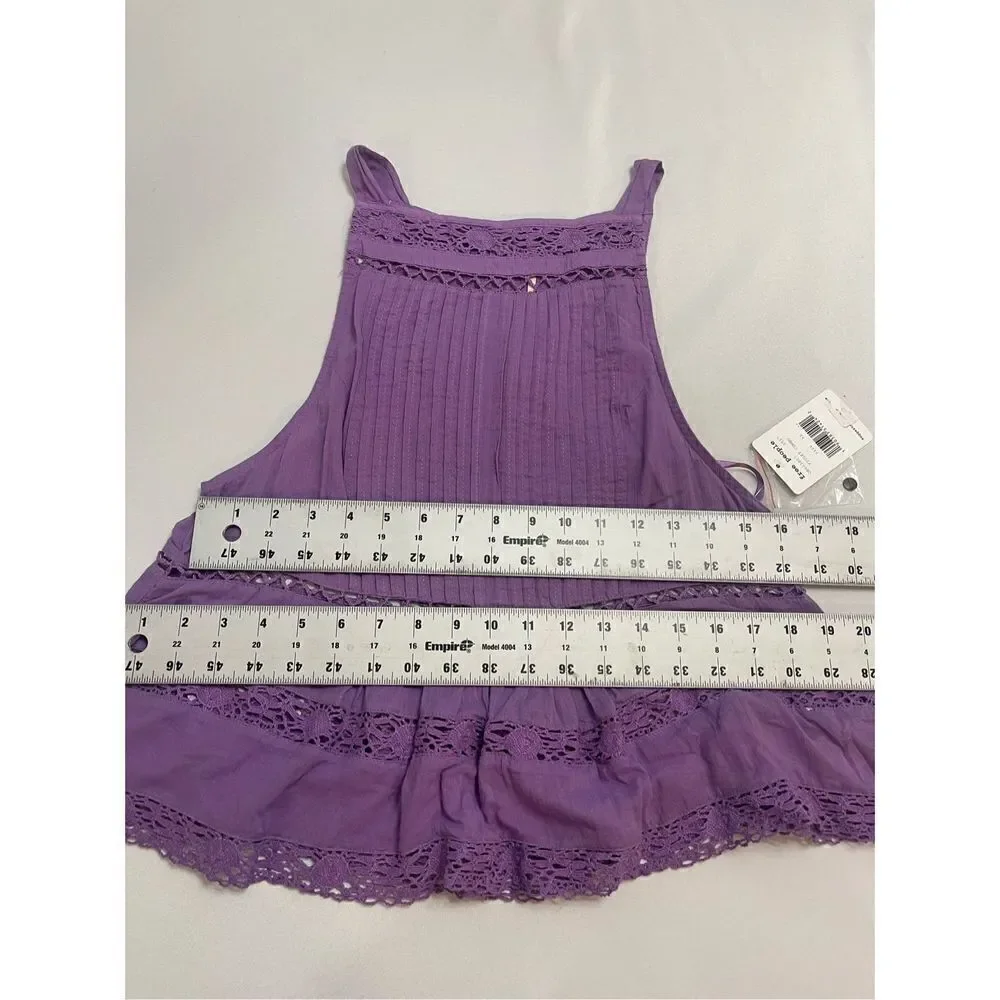 NWT Free People Constant Crush Violet Purple Lacey Tank Top Size XS NEW